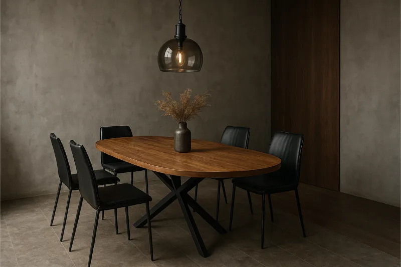 desain ruang makan industrial Industrial Elegan