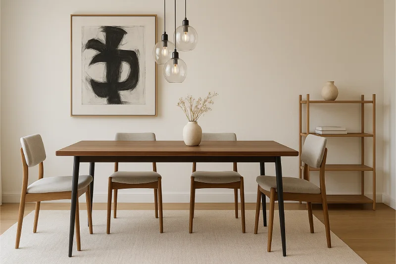 desain ruang makan japandi Minimalis Elegan