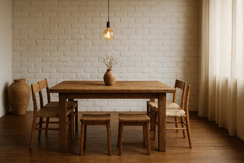 desain ruang makan japandi Rustic