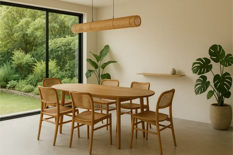 desain ruang makan japandi Terbuka