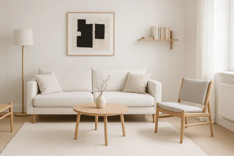inspirasi desain interior ruang tamu Skandinavia Simpel Modern