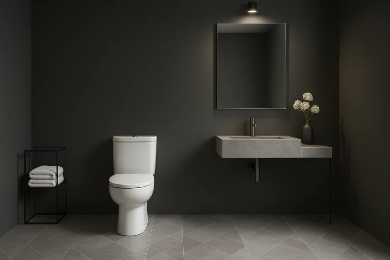 kamar mandi wc duduk gaya modern Abu Monokrom