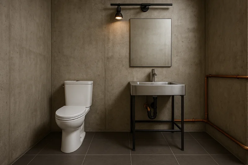 kamar mandi wc duduk gaya modern Industrial Chic