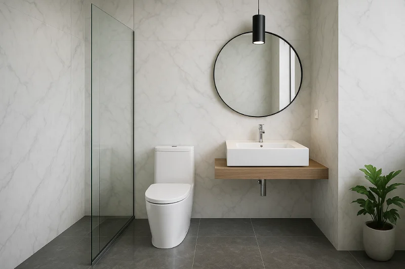 kamar mandi wc duduk gaya modern Marmer Putih