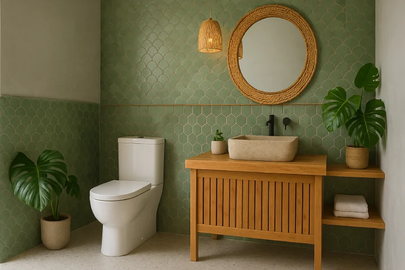 kamar mandi wc duduk gaya modern Tropis Segar