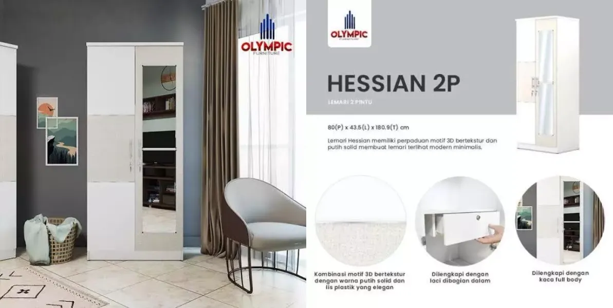 rekomendasi lemari pakaian Olympic Hessian 2P