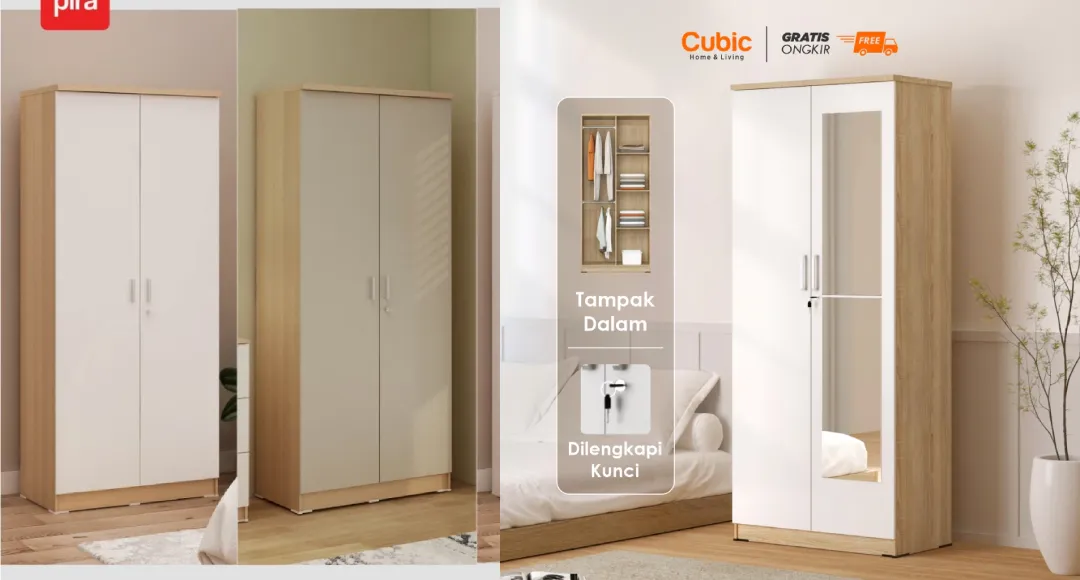 8 Rekomendasi Lemari Pakaian 2 Pintu untuk Kamar Tidur Tampil Rapi