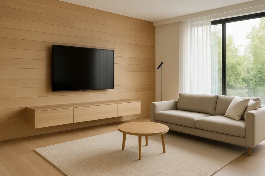 ruang tv dengan gaya minimalis mewah Natural Terang