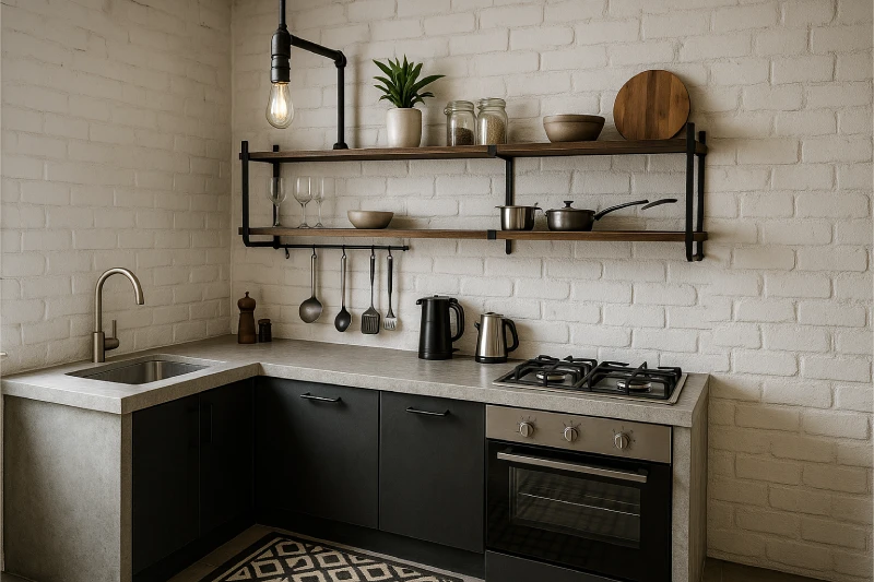 Desain Dapur Minimalis 2x2 Industrial Maskulin