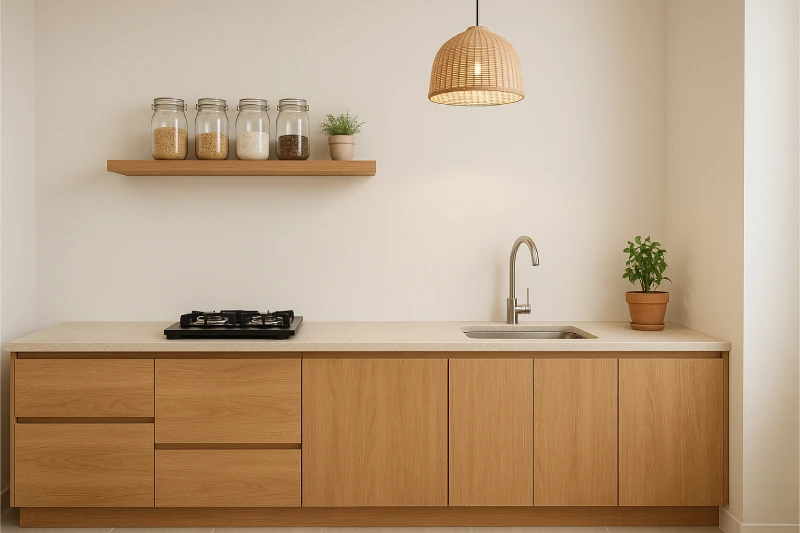 Desain Dapur Minimalis 2x2 Kayu Hangat