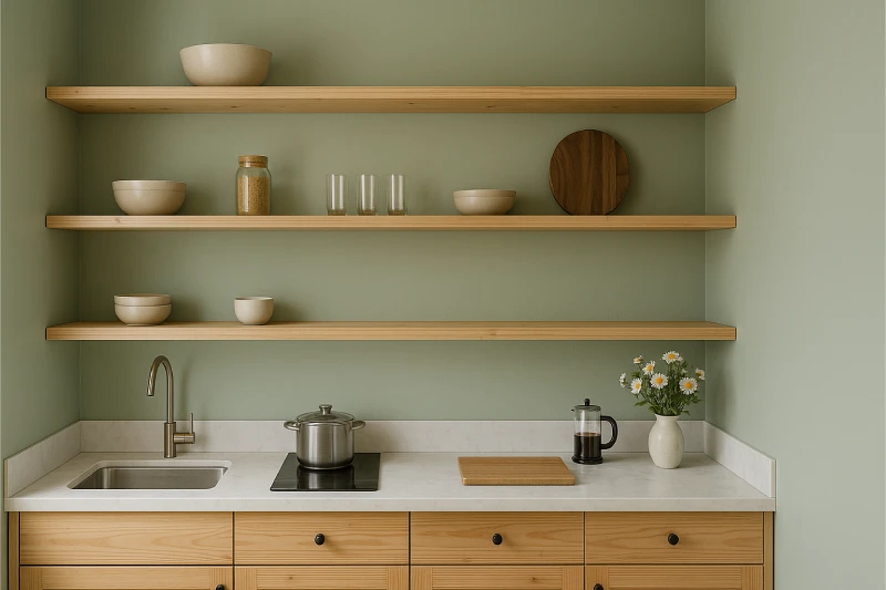 Desain Dapur Minimalis 2x2 Rak Pinus