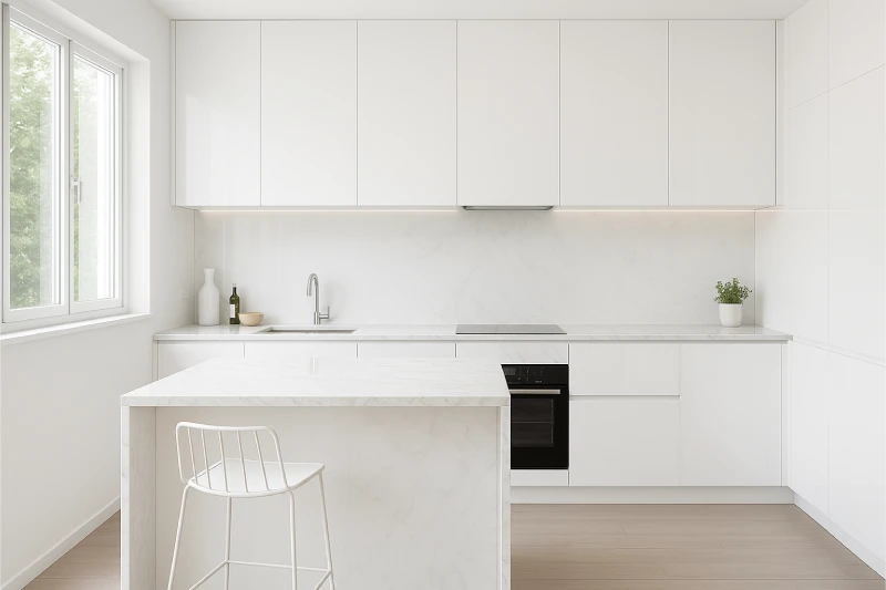 Desain Dapur Minimalis 3x2 Garis Putih Bersih