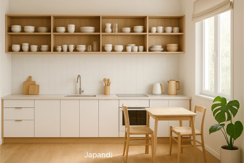 Desain Dapur Minimalis 3x2 Japandi Cerah