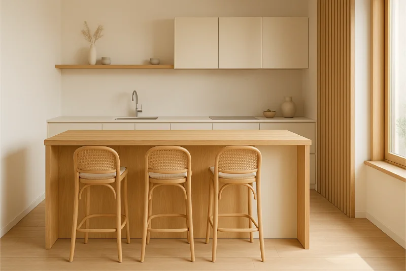 desain dapur minimalis mini bar Japandi Natural Calm