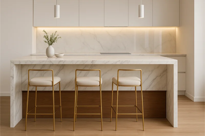 desain dapur minimalis mini bar Marmer Putih Mewah