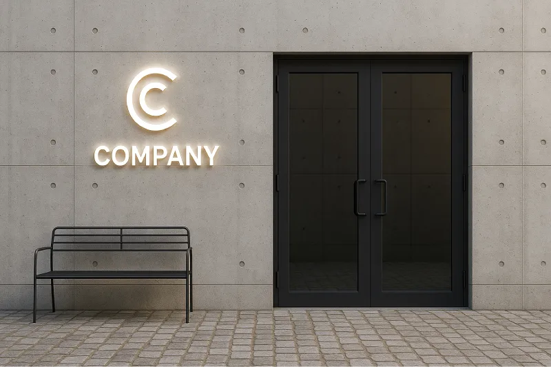 desain kantor minimalis tampak depan Beton Ekspos Modern