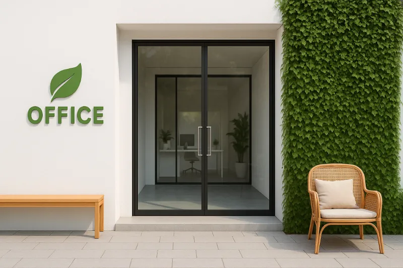 desain kantor minimalis tampak depan Hijau Segar