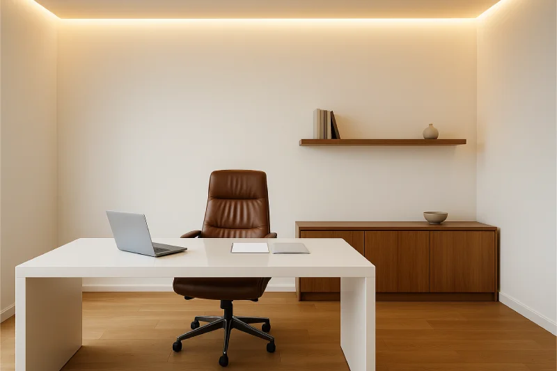 desain ruang kerja direktur minimalis Hidden Light