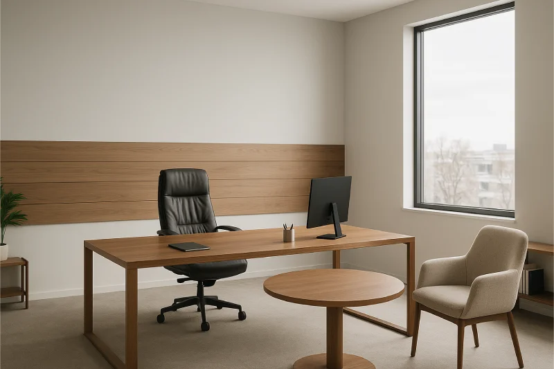 desain ruang kerja direktur minimalis Meja Bundar