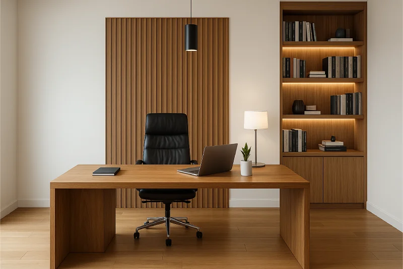 desain ruang kerja direktur minimalis Meja Kayu Solid