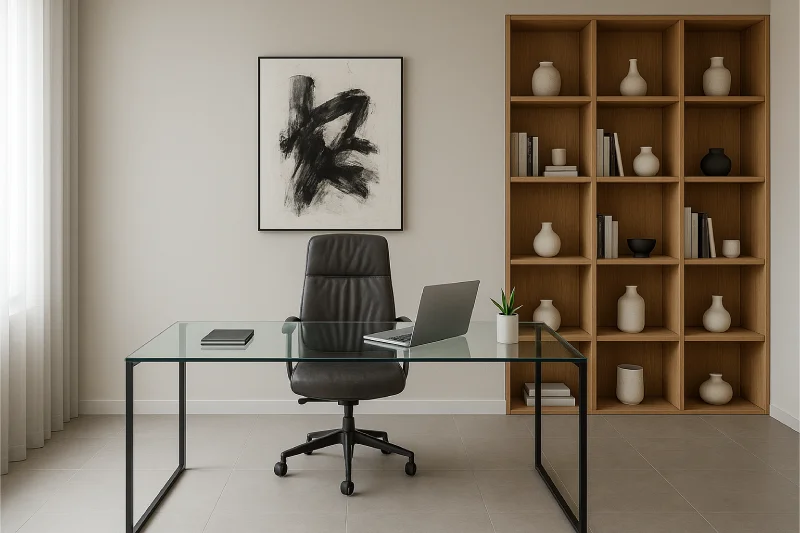 desain ruang kerja direktur minimalis Rak Terbuka