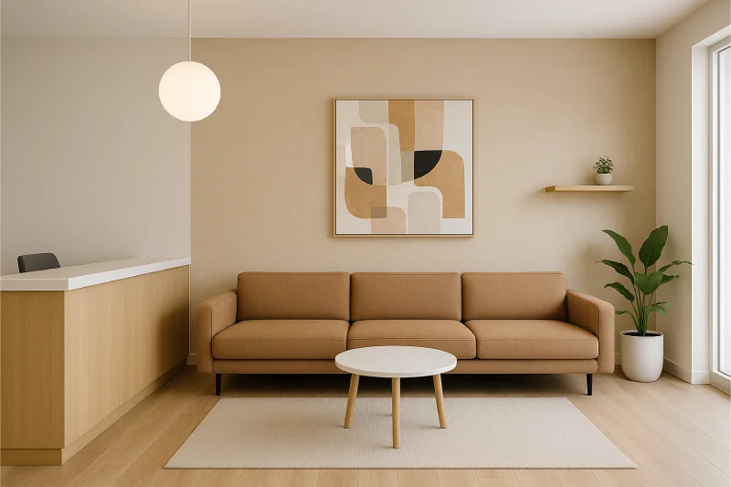 desain ruang tunggu kantor Hangat Kontemporer