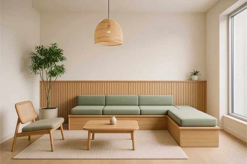 desain ruang tunggu kantor Natural Kontemporer