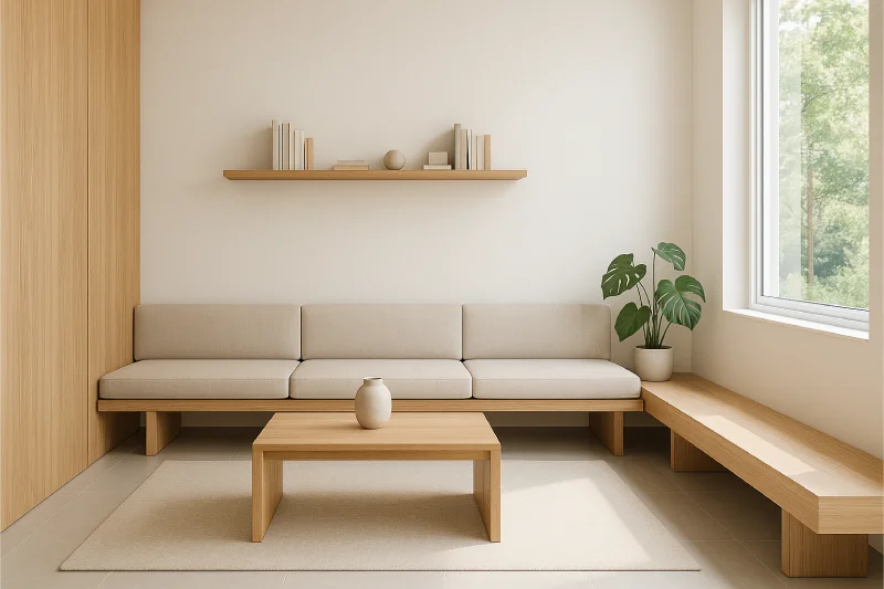 desain ruang tunggu kantor Simpel Natural