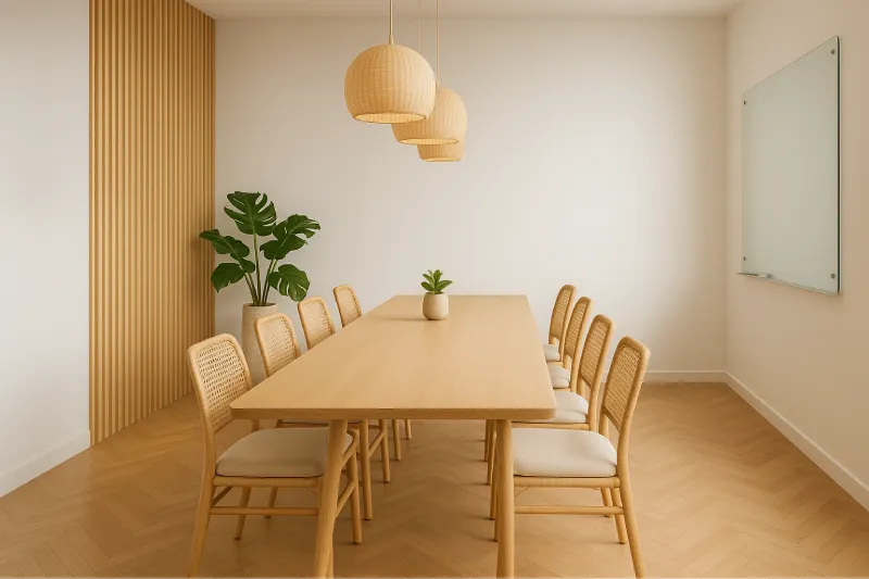 inspirasi desain ruang rapat milenial Lampu Rotan Hangat