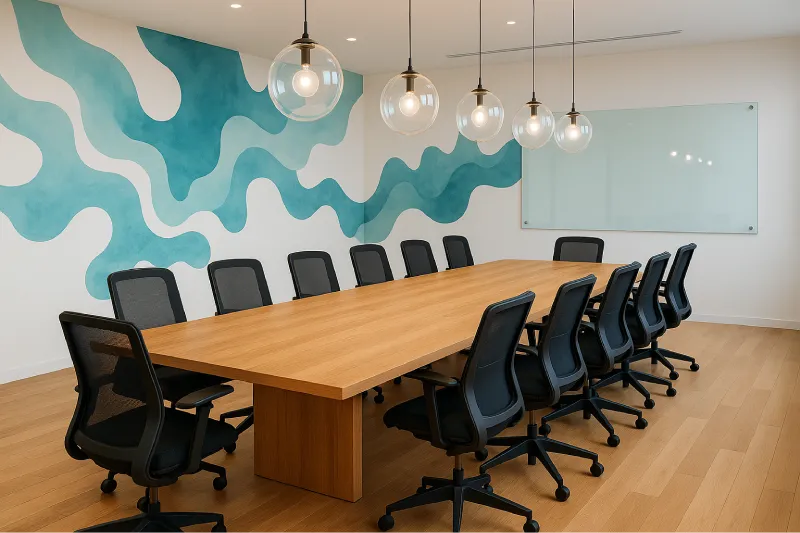inspirasi desain ruang rapat milenial Meja Panjang Kayu