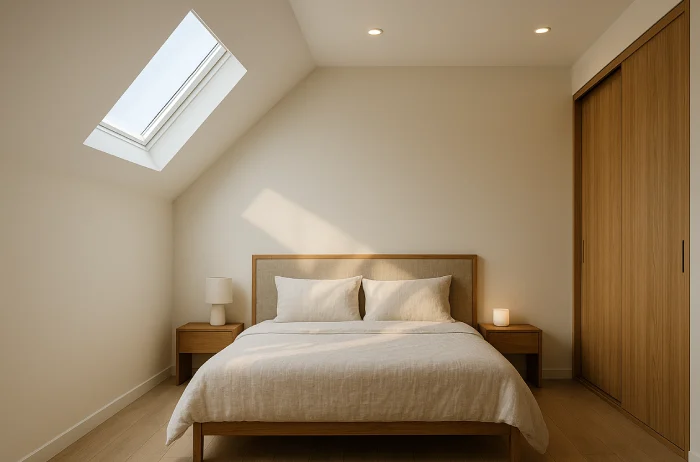 Plafon kamar tidur minimalis sederhana Jendela Atap Skylight_