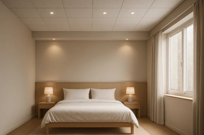 Plafon kamar tidur minimalis sederhana Panel Grid_