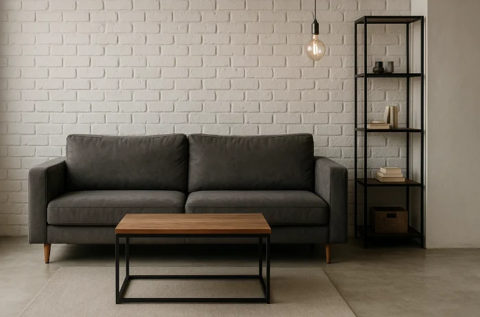 Sofa minimalis untuk ruang tamu kecil Abu Gelap Maskulin