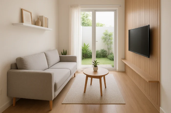 Sofa minimalis untuk ruang tamu kecil Abu Minimalis Ramping