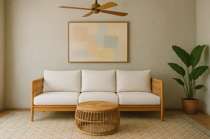 Sofa minimalis untuk ruang tamu kecil Rangka Kayu Alami