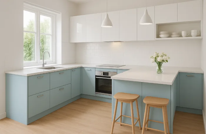 dapur minimalis ukuran 4x6 Aksen Biru Tenang