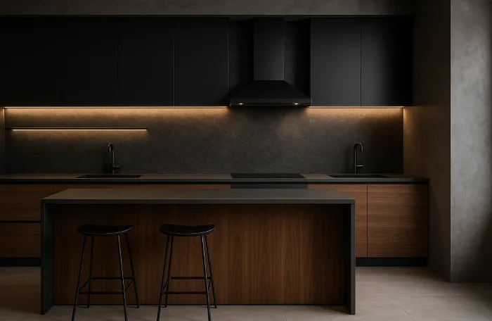 dapur minimalis ukuran 4x6 Hitam Elegan Maskulin