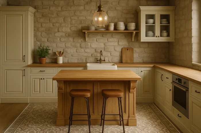 desain dapur klasik minimalis Dinding Bata Ekspos