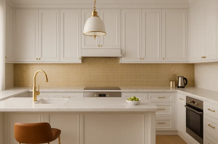 desain dapur klasik minimalis Harmoni Putih Krem