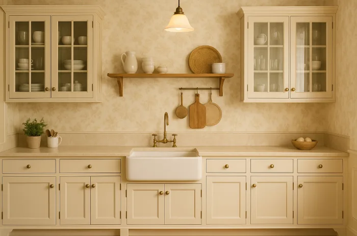 desain dapur klasik minimalis Pesona Krem Hangat