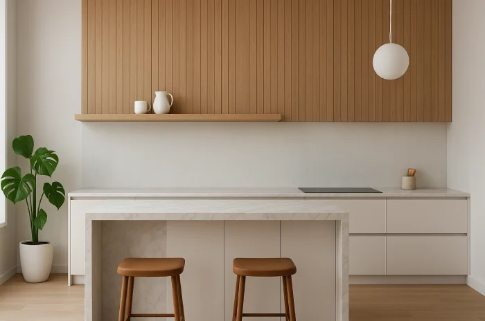 desain dapur minimalis 3x4 Panel Kayu Vertikal