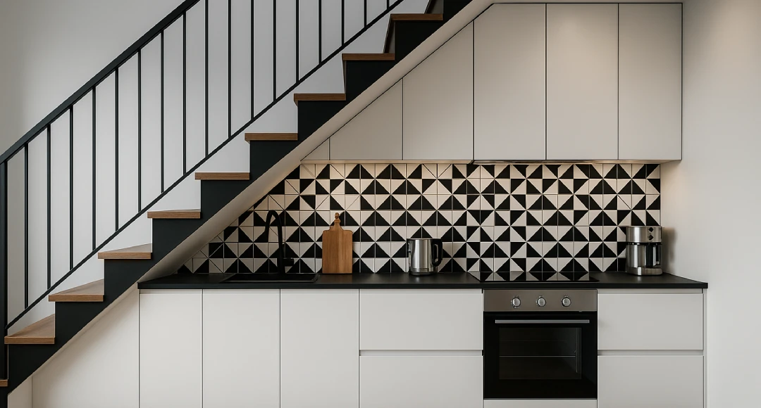 desain dapur minimalis bawah tangga aesthetic