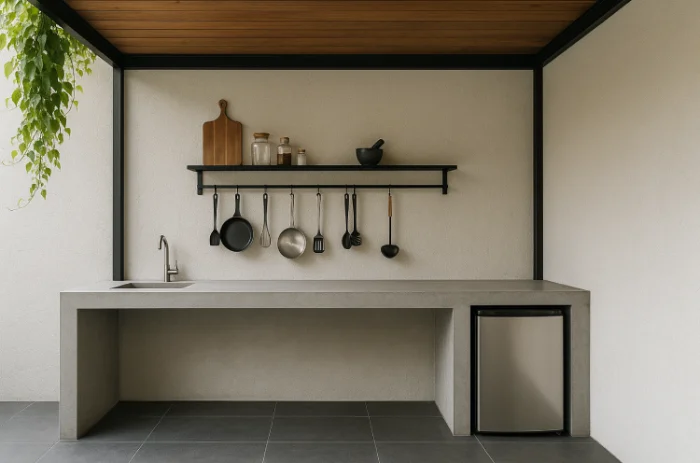 desain dapur outdoor minimalis modern_ Atap Kayu Horizontal