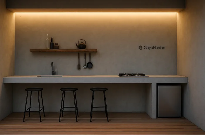 desain dapur outdoor minimalis modern_ Industrial Hangat