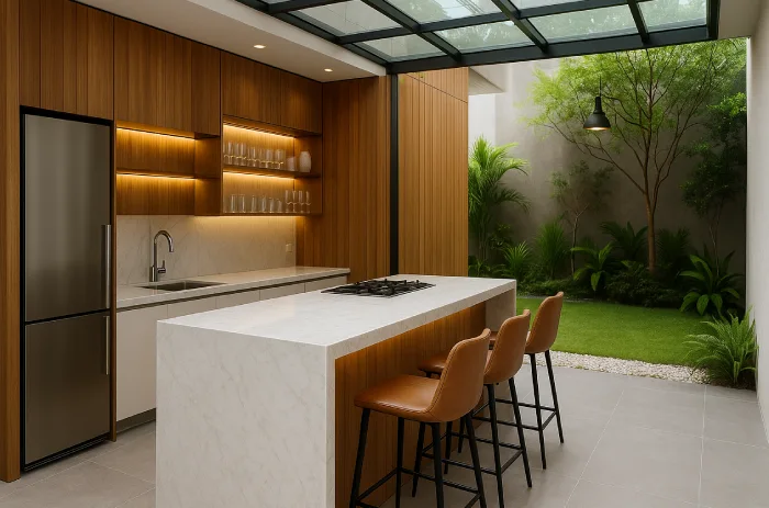 desain dapur outdoor minimalis modern_ Semi Outdoor Mewah