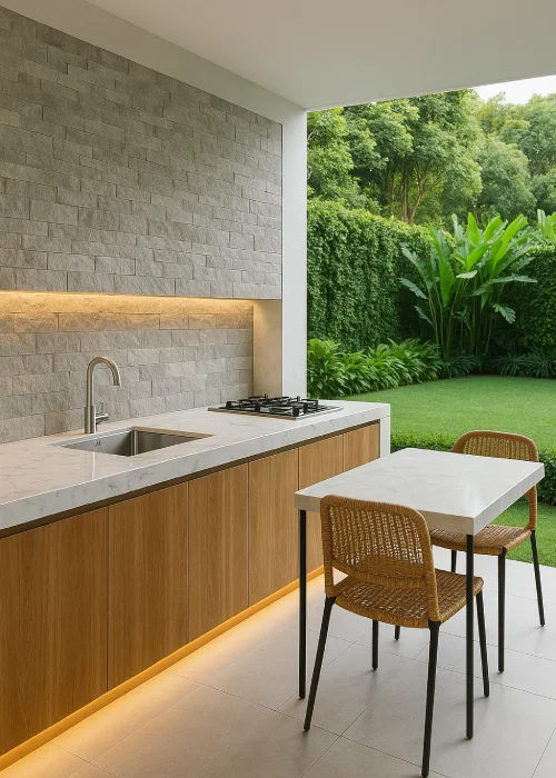 desain dapur outdoor minimalis modern_ Sentuhan Batu Alam