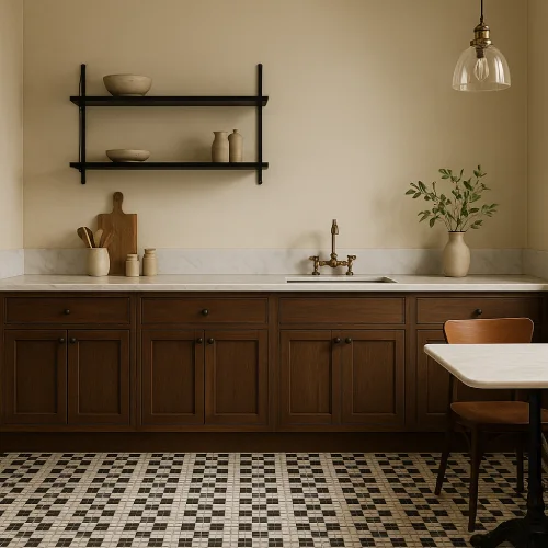 desain keramik lantai dapur minimalis Lantai Mozaik Klasik