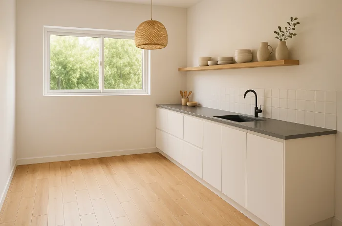 desain keramik lantai dapur minimalis Motif Kayu Panjang