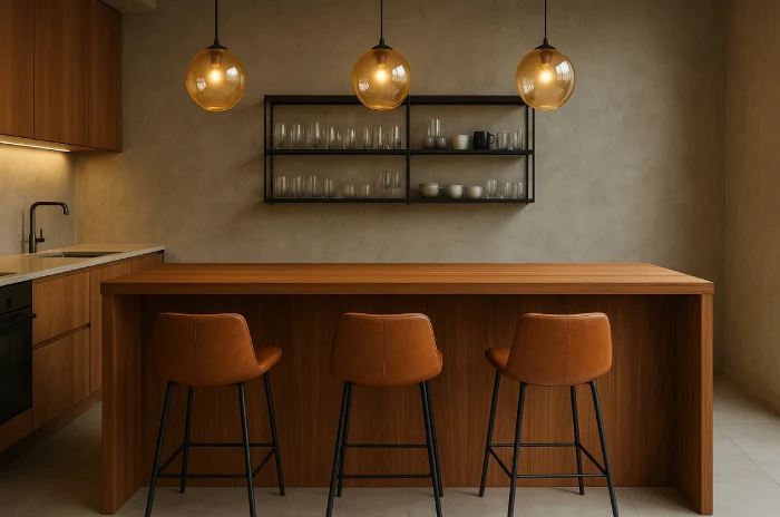 desain meja dapur minimalis Bar Kayu Walnut