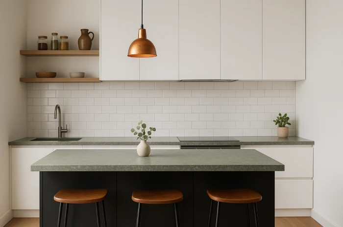 desain meja dapur minimalis Batu Alam Hijau